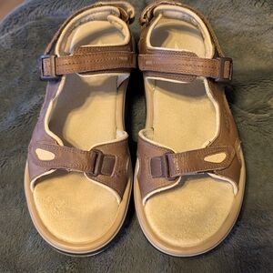 MBT Leather Sandals Brown Kisumu 3S Rocker Sole Comfort Walking Normcore